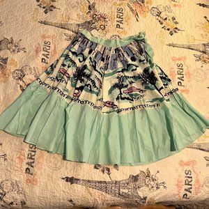 Graphic Cotton Skirt with Light Beading